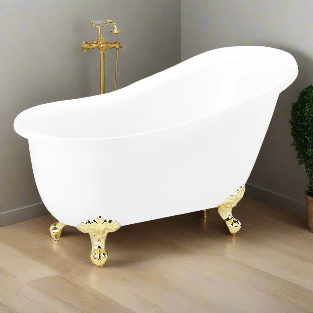 Piarra White Single Slipper Bath (Made From Solid Copper)