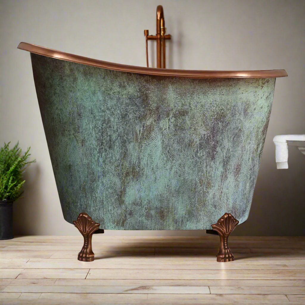 Verdigris Japanese Soaking Copper Claw Tub