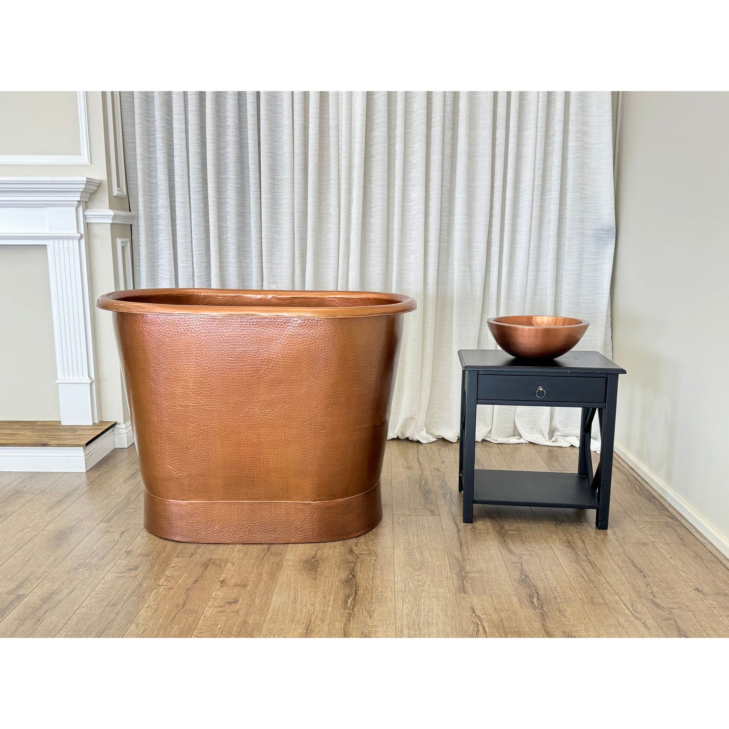 Antique Copper Hammered Oval Japanese Soaking Tub