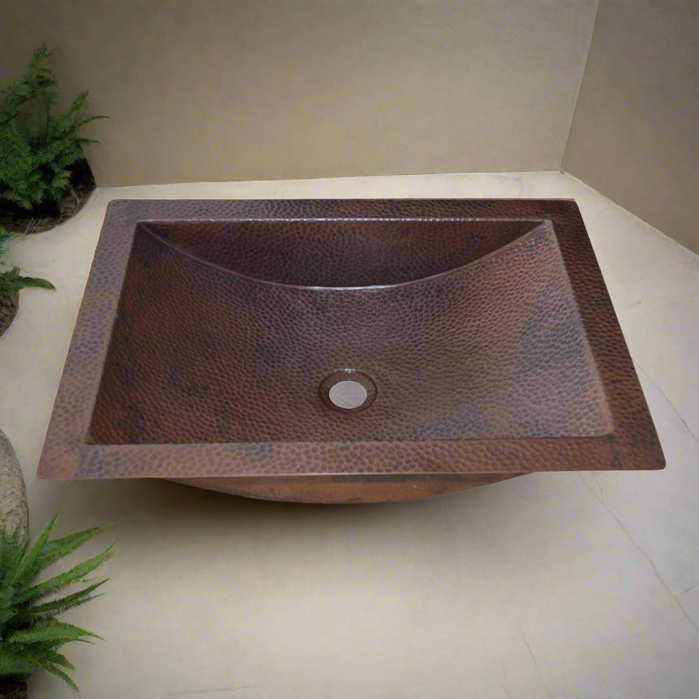 Copper Hammered Rectangular Trough