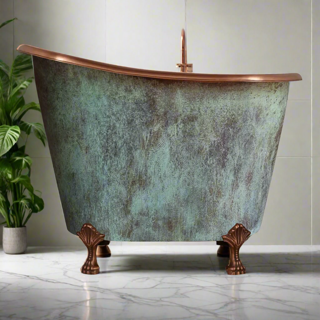 Verdigris Japanese Soaking Copper Claw Tub