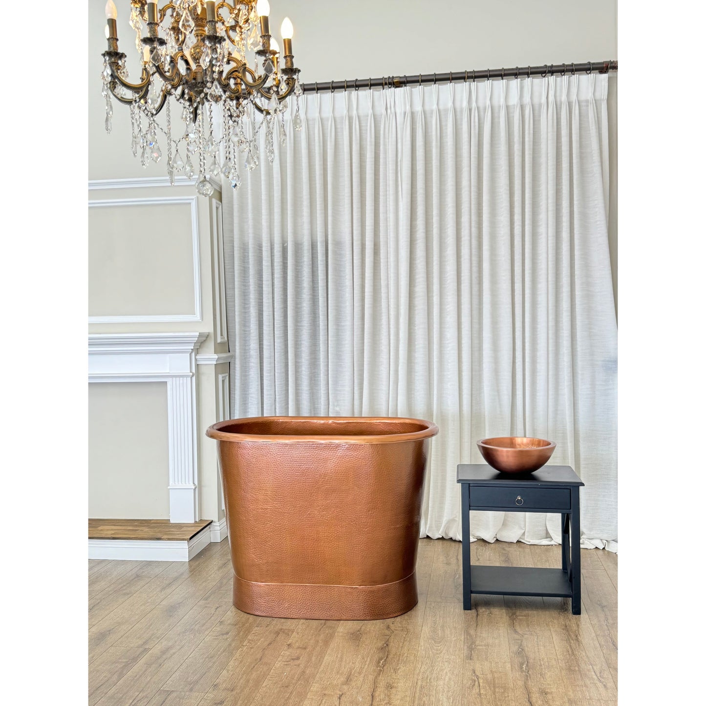 Antique Copper Hammered Oval Japanese Soaking Tub