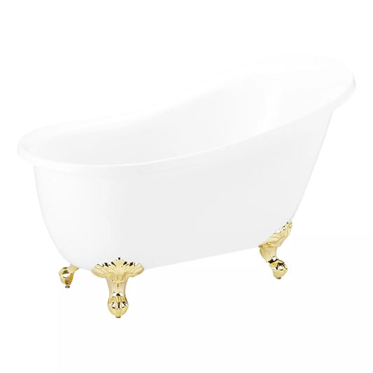 Piarra White Single Slipper Bath (Made From Solid Copper)