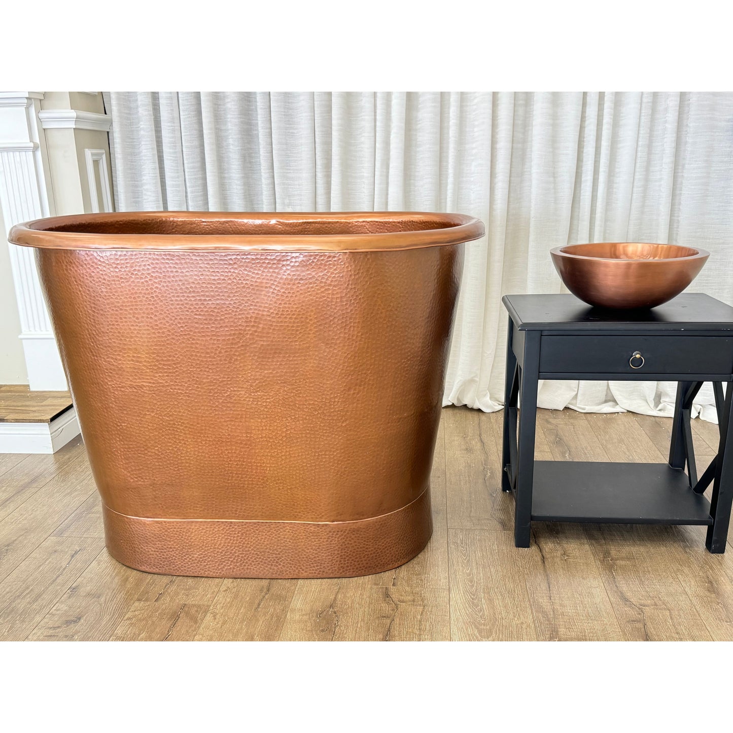 Antique Copper Hammered Oval Japanese Soaking Tub