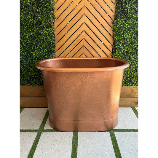 Antique Copper Hammered Oval Japanese Soaking Tub