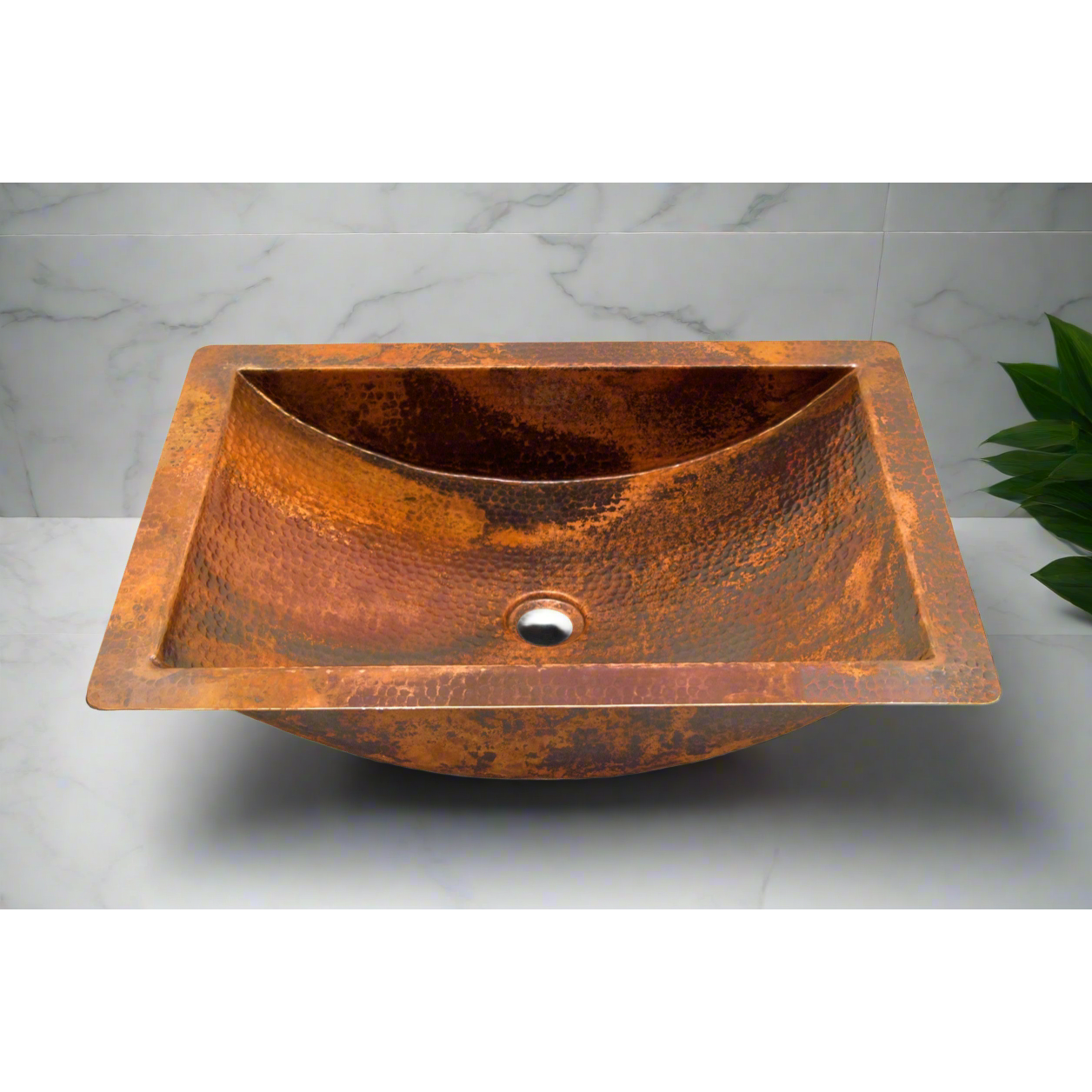 Copper Hammered Rectangular Trough