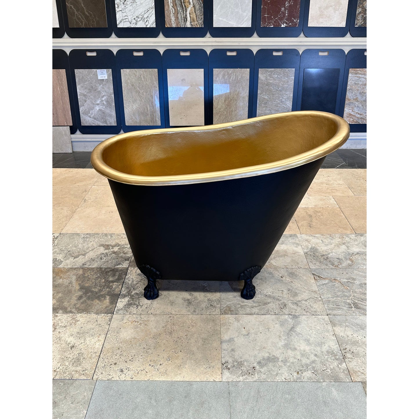 Brass Black Hammered Japanese Soaking Claw Tub