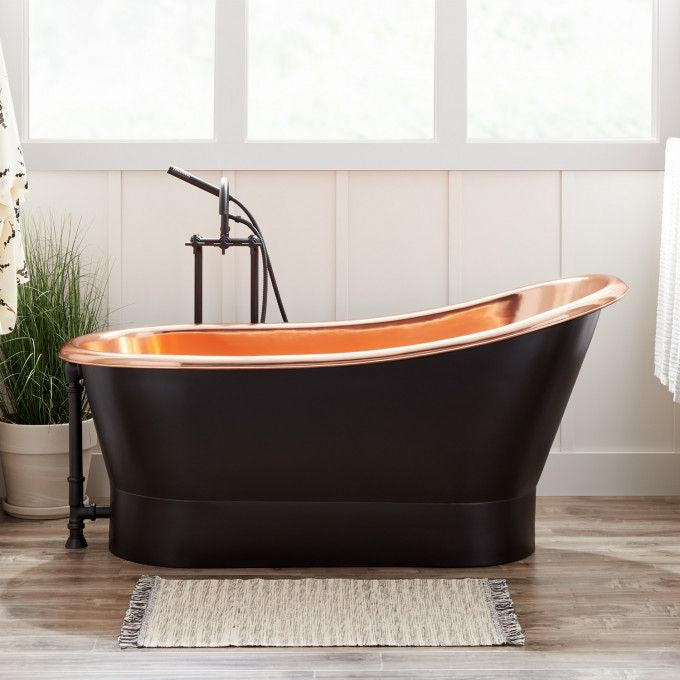 Matt Black Single Slipper Bath