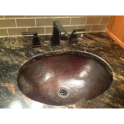 Copper Hammered Oval Bathroom Sink