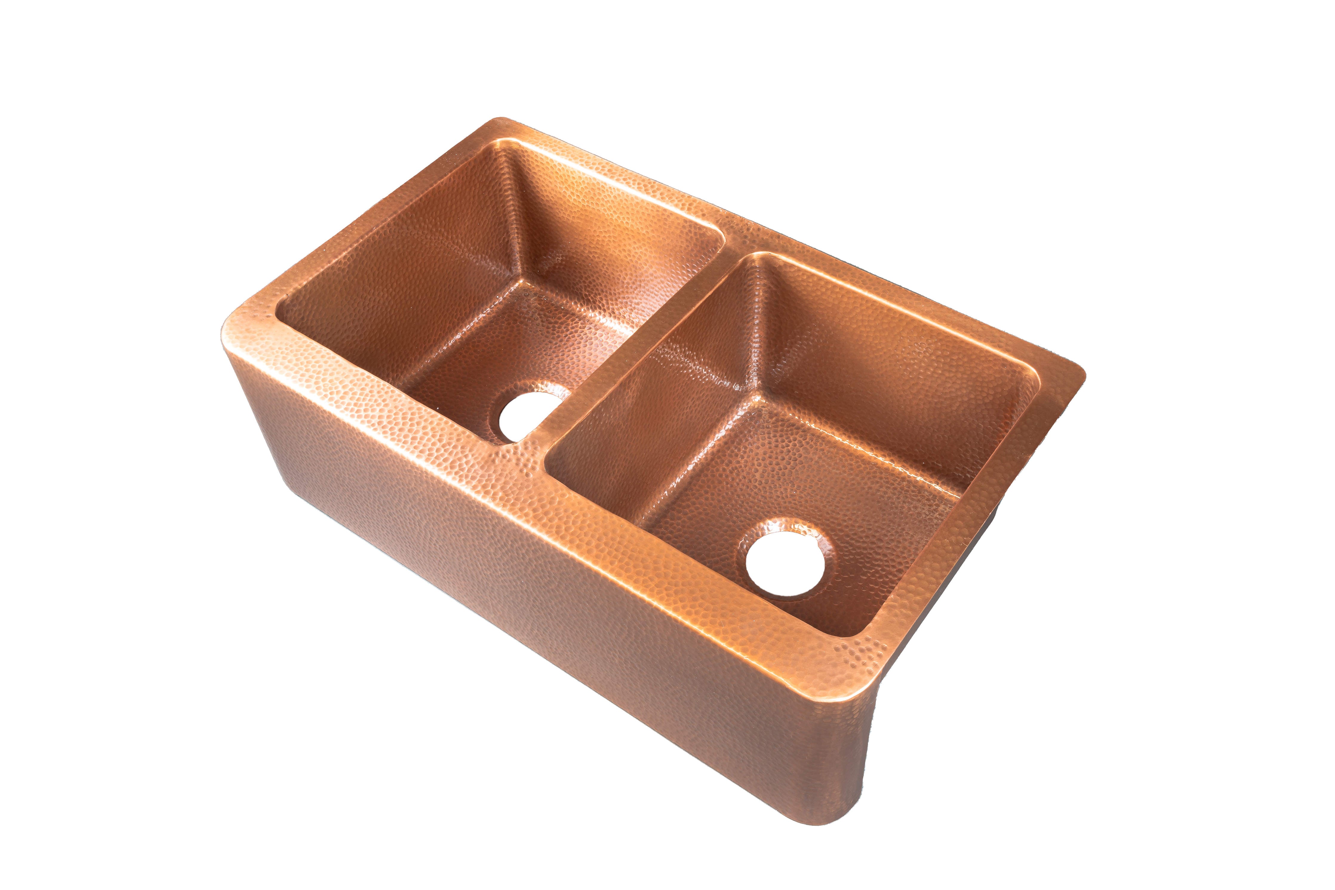 Copper Hammered Double Bowl Sink Copper Baths   DoubleHammered 