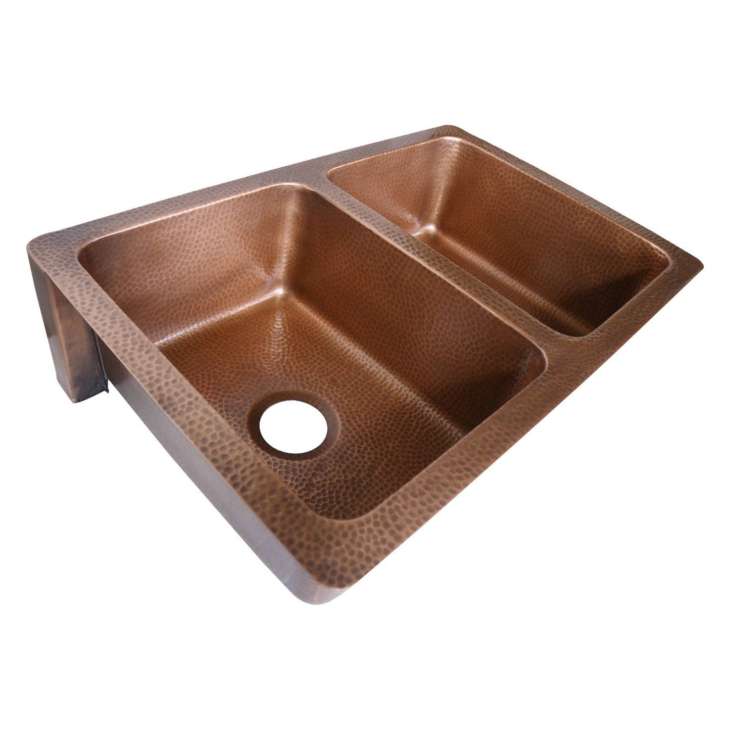 Copper Petal Front Double Bowl Farmhouse Sink