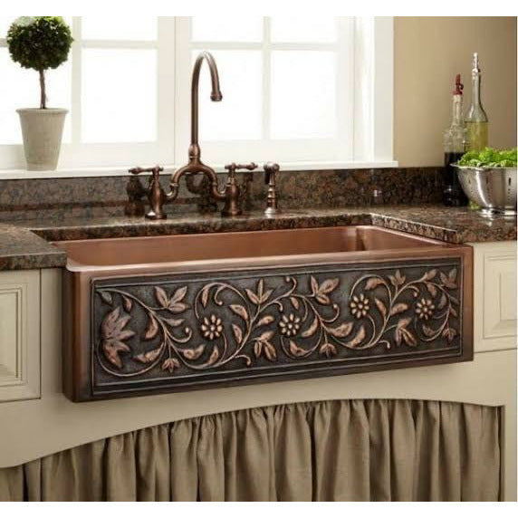 Copper Country Butler Sink / Copper Floral Sink